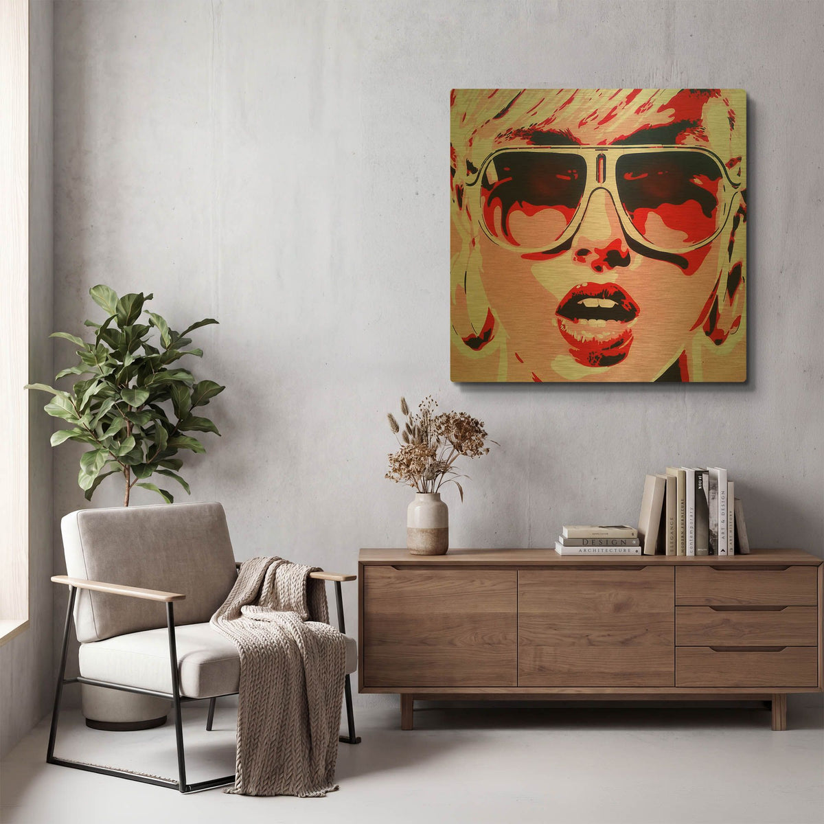 'Pop Star 8' By Abstract Graffiti Gold Metal Wall Art