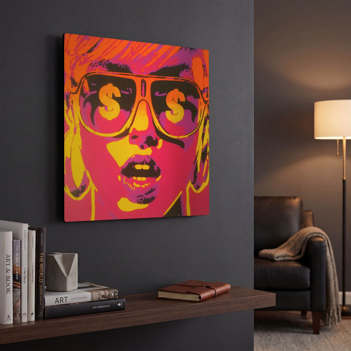 'Pop Star Dollars' By Abstract Graffiti Gold Metal Wall Art