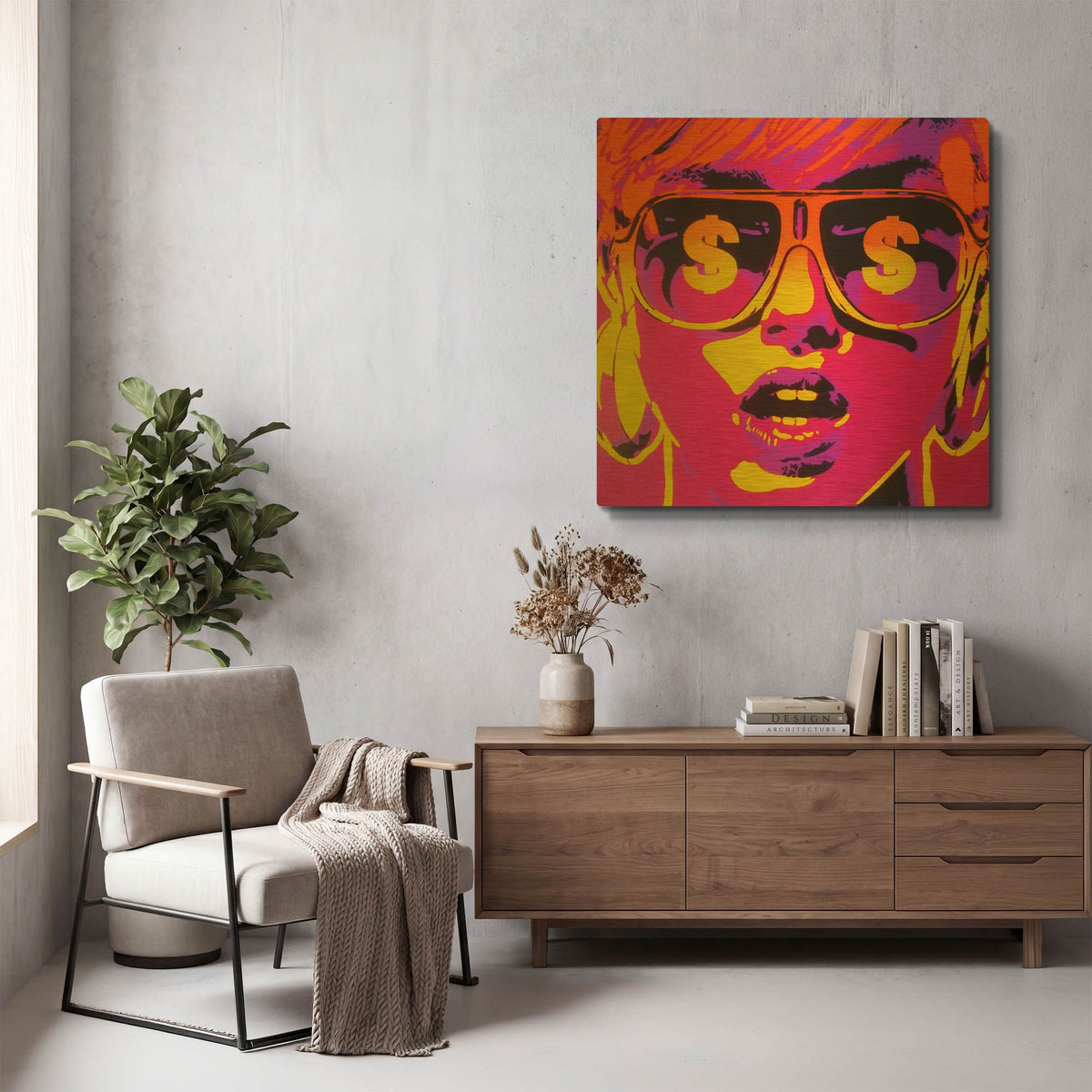 'Pop Star Dollars' By Abstract Graffiti Gold Metal Wall Art