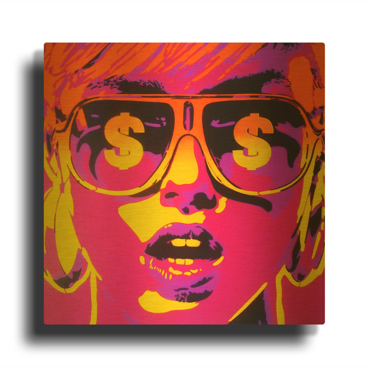 'Pop Star Dollars' By Abstract Graffiti Gold Metal Wall Art