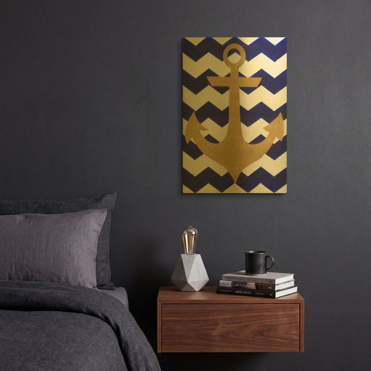'Chevron Anchor' By Artpoptart Gold Metal Wall Art