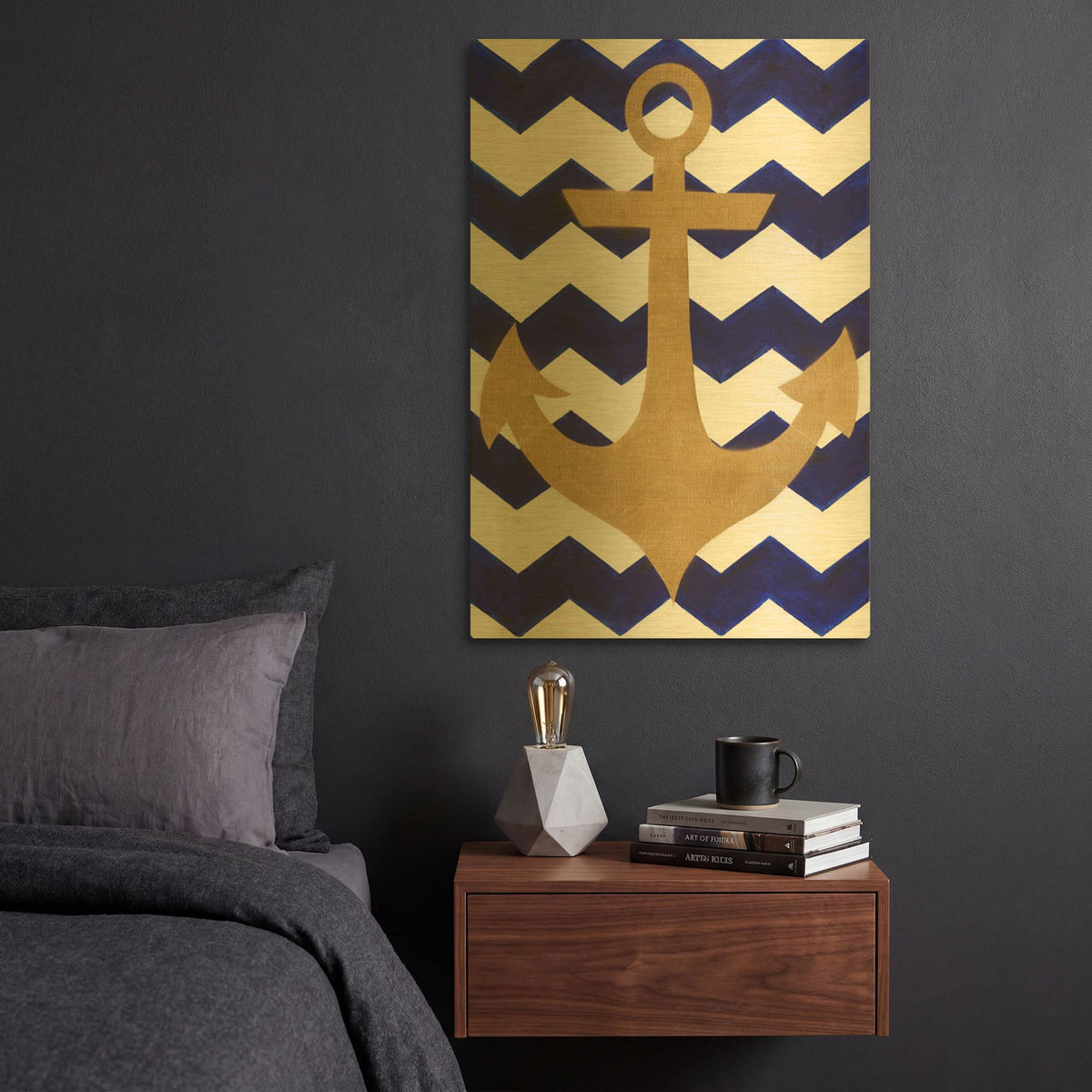 'Chevron Anchor' By Artpoptart Gold Metal Wall Art
