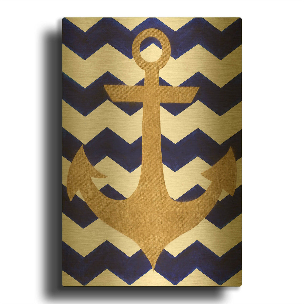 'Chevron Anchor' By Artpoptart Gold Metal Wall Art