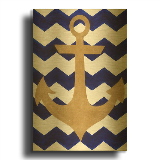 'Chevron Anchor' By Artpoptart Gold Metal Wall Art