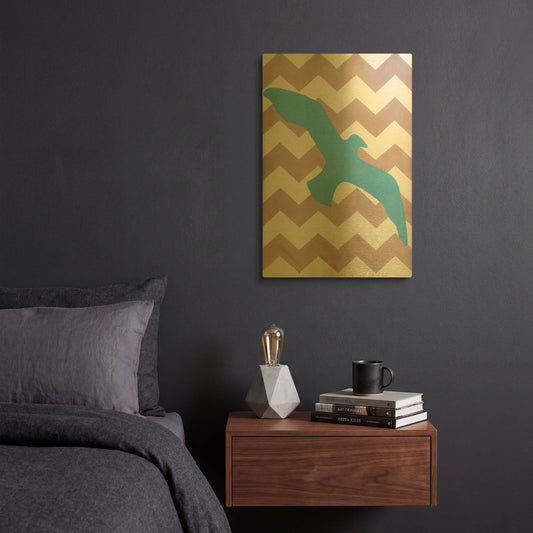 'Seagull' By Artpoptart Gold Metal Wall Art