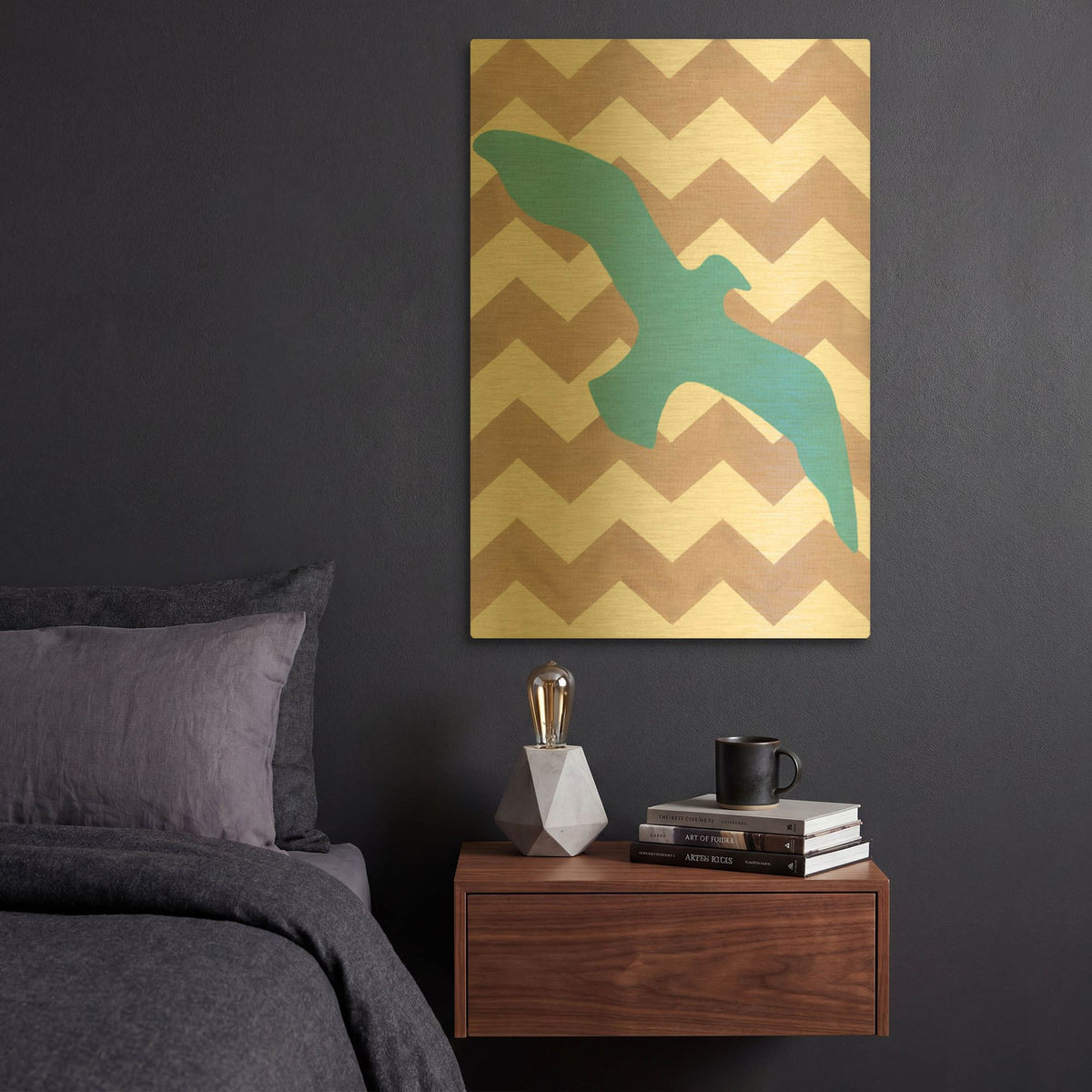'Seagull' By Artpoptart Gold Metal Wall Art