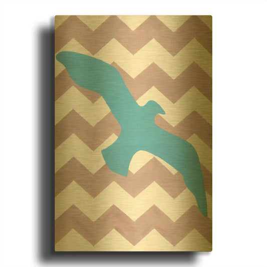 'Seagull' By Artpoptart Gold Metal Wall Art