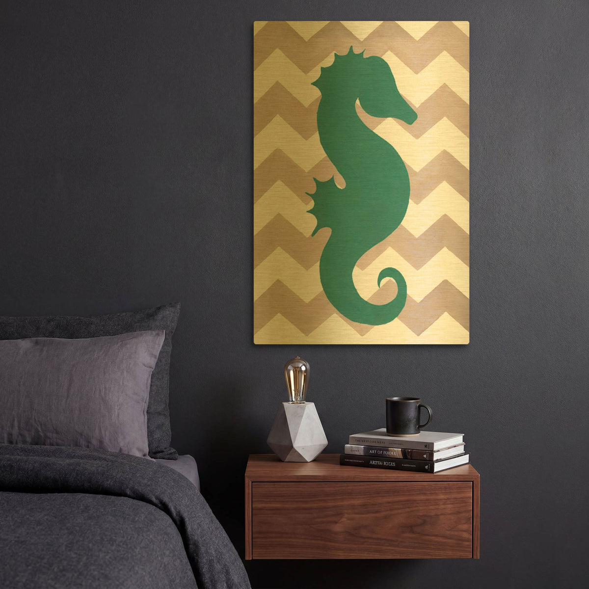 'Seahorse' By Artpoptart Gold Metal Wall Art
