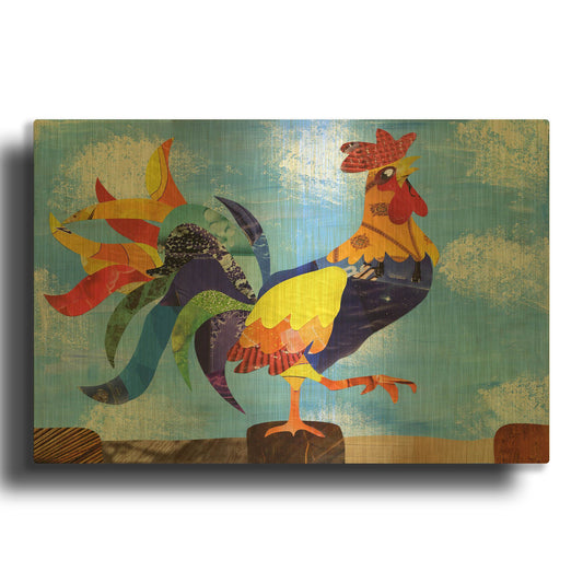 'Colorful Rooster' By Artpoptart Gold Metal Wall Art