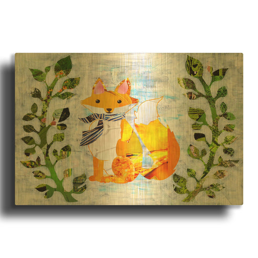 'Fox' By Artpoptart Gold Metal Wall Art