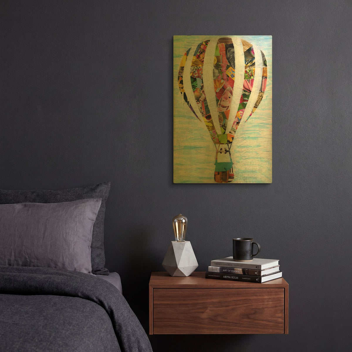 'Hot Air Balloon' By Artpoptart Gold Metal Wall Art