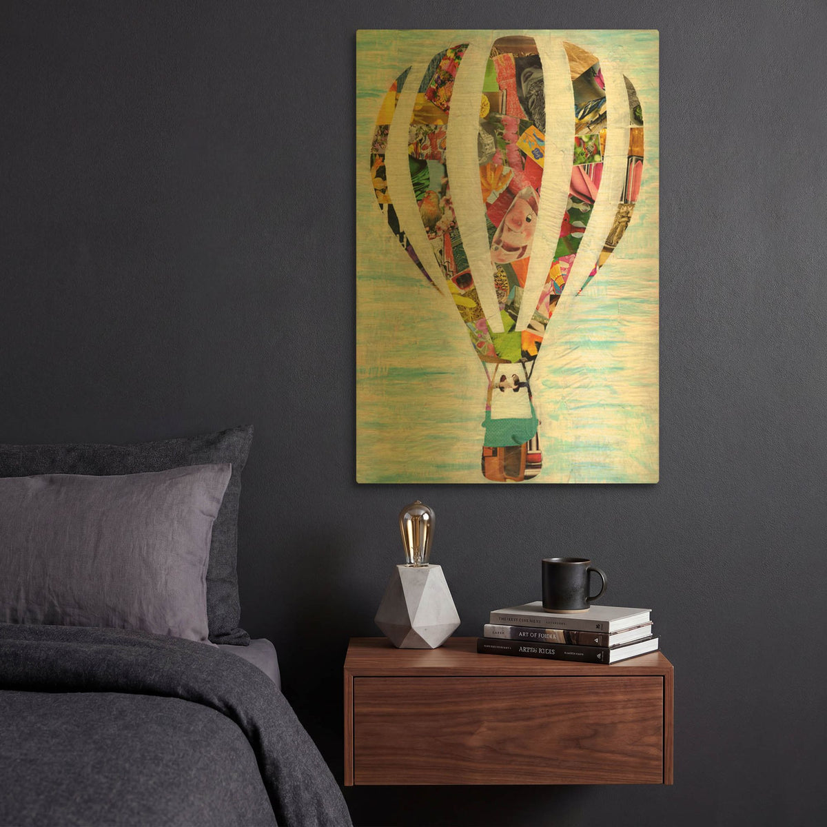 'Hot Air Balloon' By Artpoptart Gold Metal Wall Art