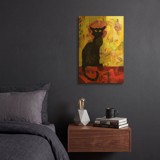 'Le Chat Noir' By Artpoptart Gold Metal Wall Art