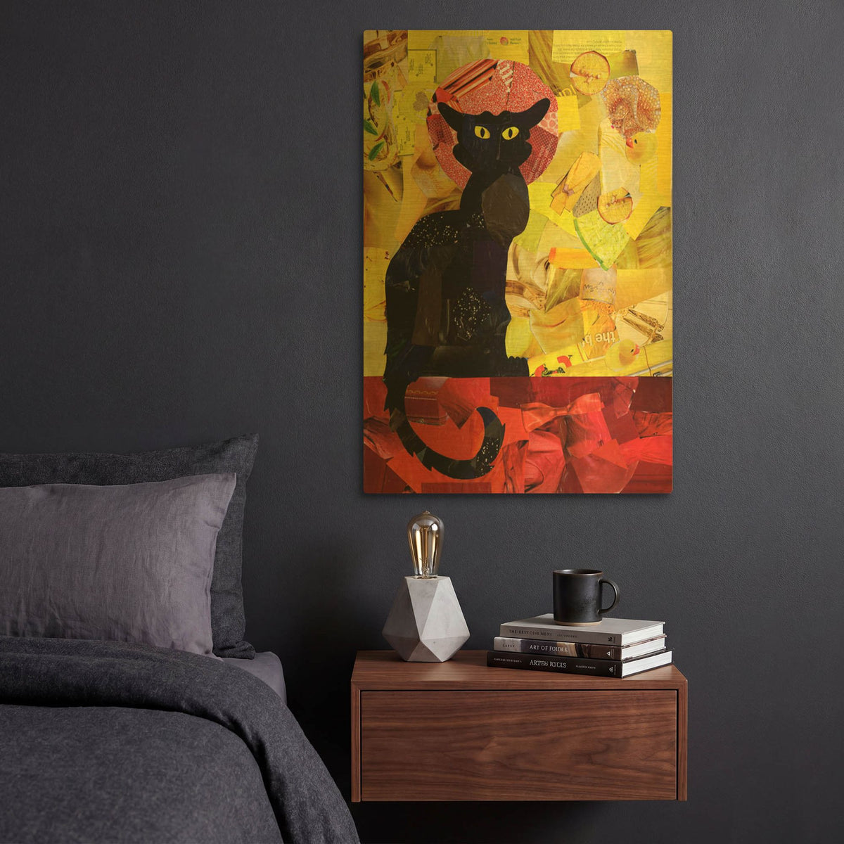 'Le Chat Noir' By Artpoptart Gold Metal Wall Art