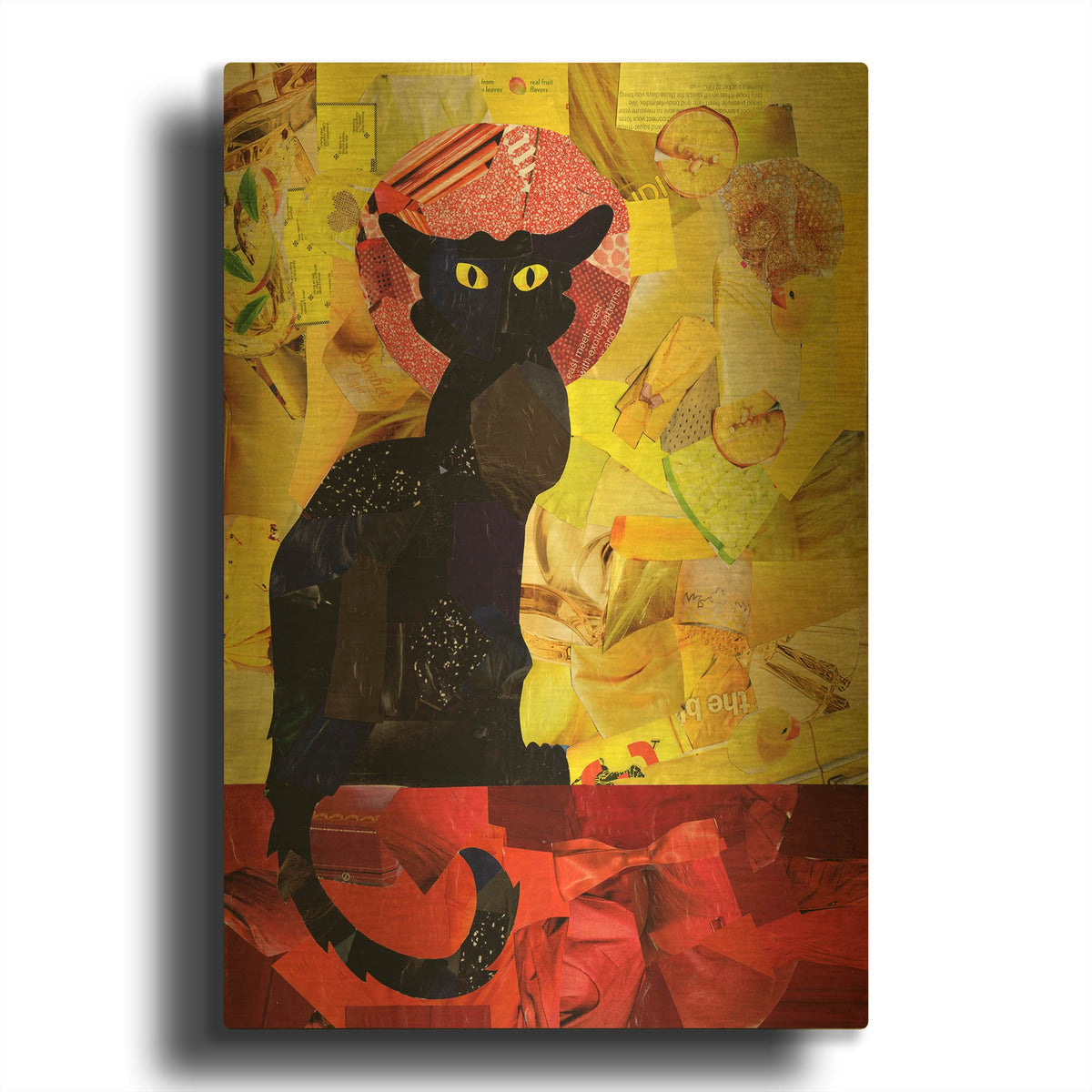 'Le Chat Noir' By Artpoptart Gold Metal Wall Art