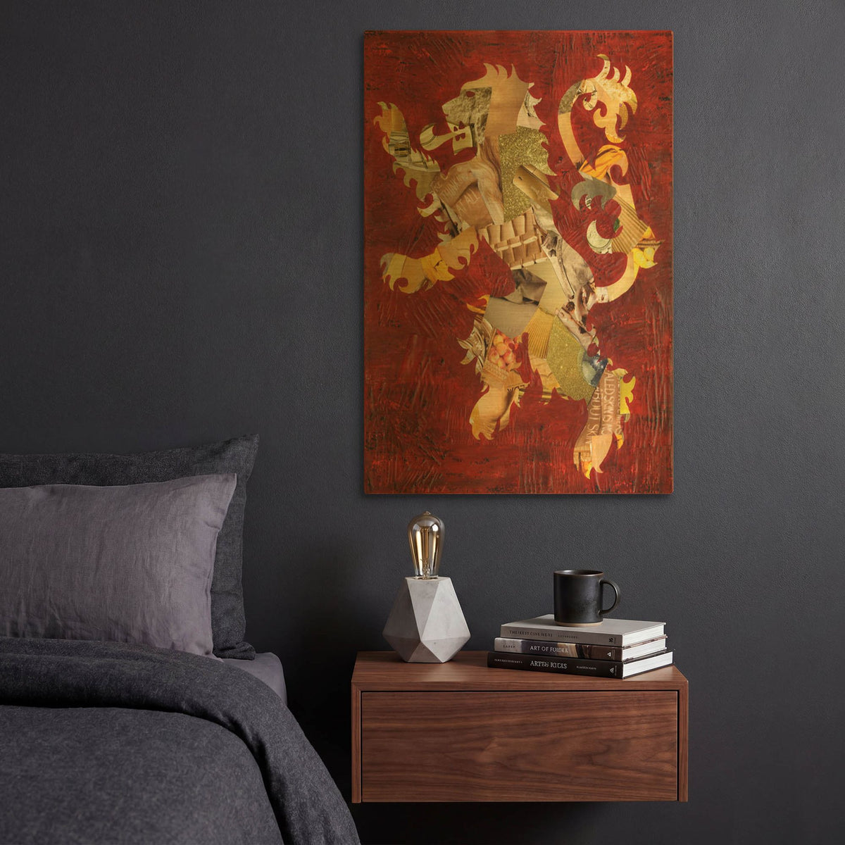 'Lion Crest' By Artpoptart Gold Metal Wall Art