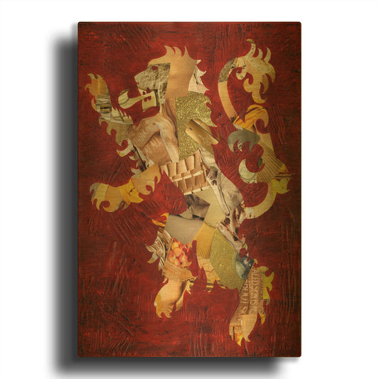 'Lion Crest' By Artpoptart Gold Metal Wall Art