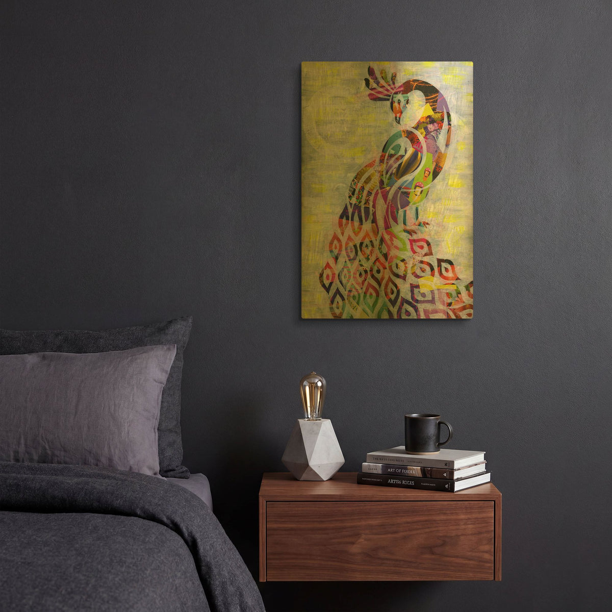 'Peacock' By Artpoptart Gold Metal Wall Art