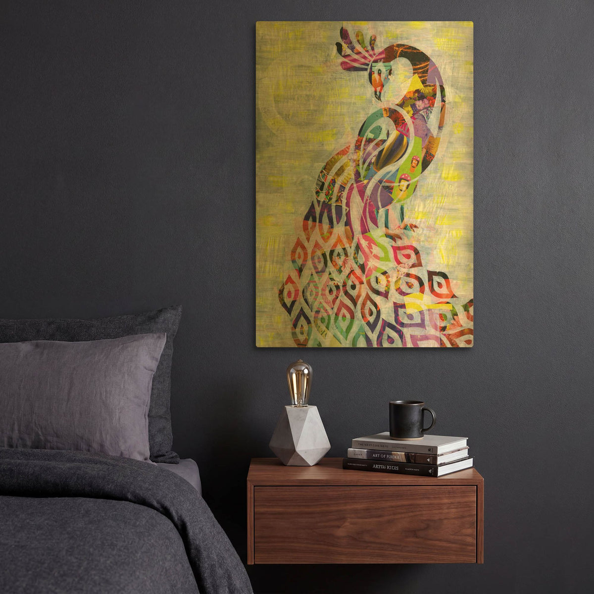 'Peacock' By Artpoptart Gold Metal Wall Art