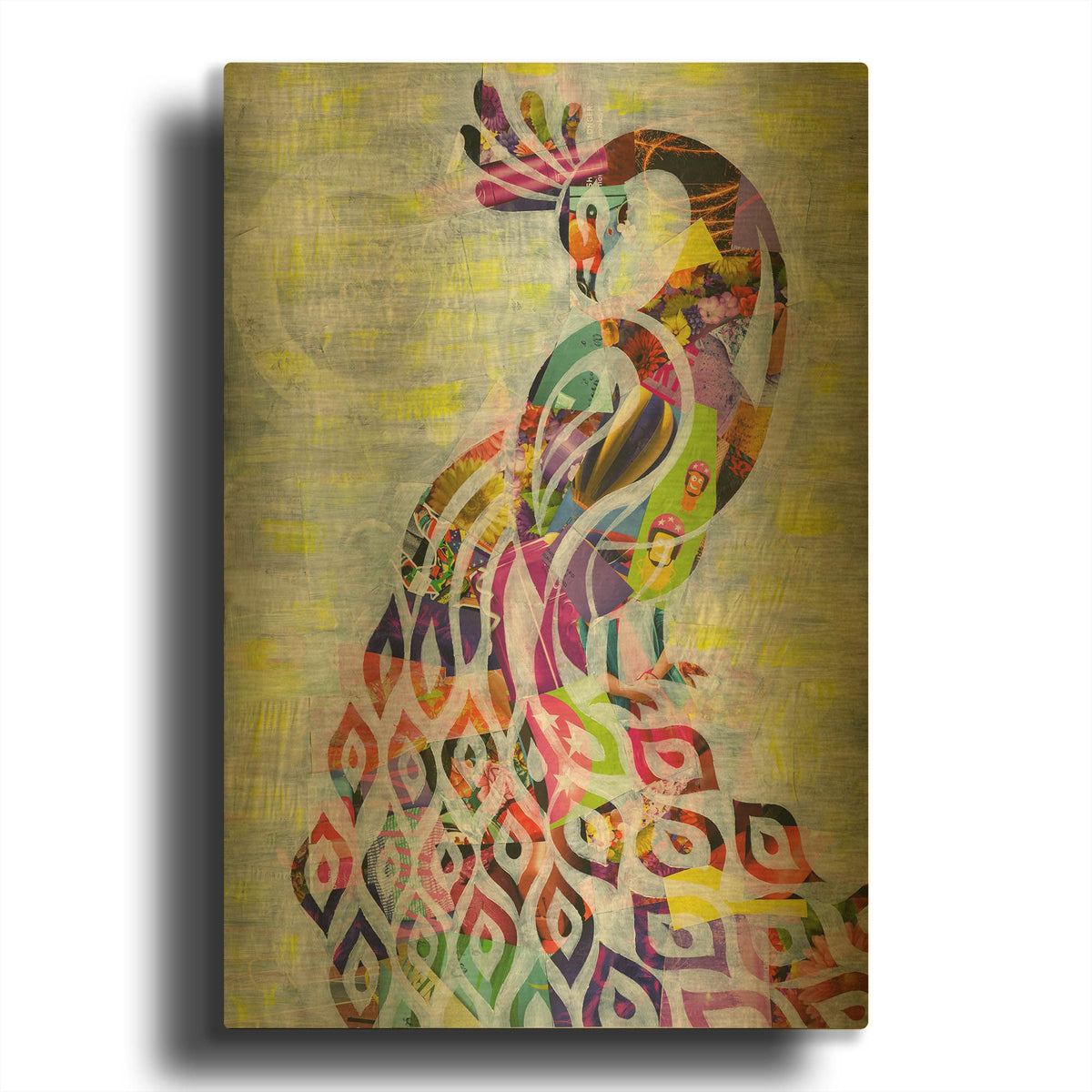 'Peacock' By Artpoptart Gold Metal Wall Art