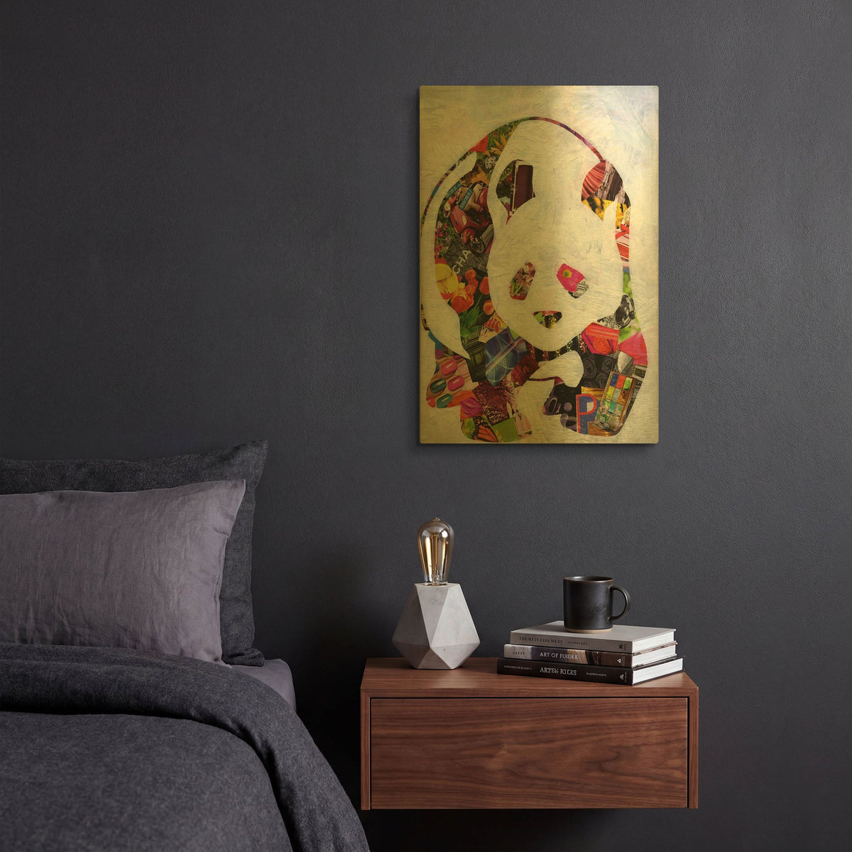 'Panda' By Artpoptart Gold Metal Wall Art