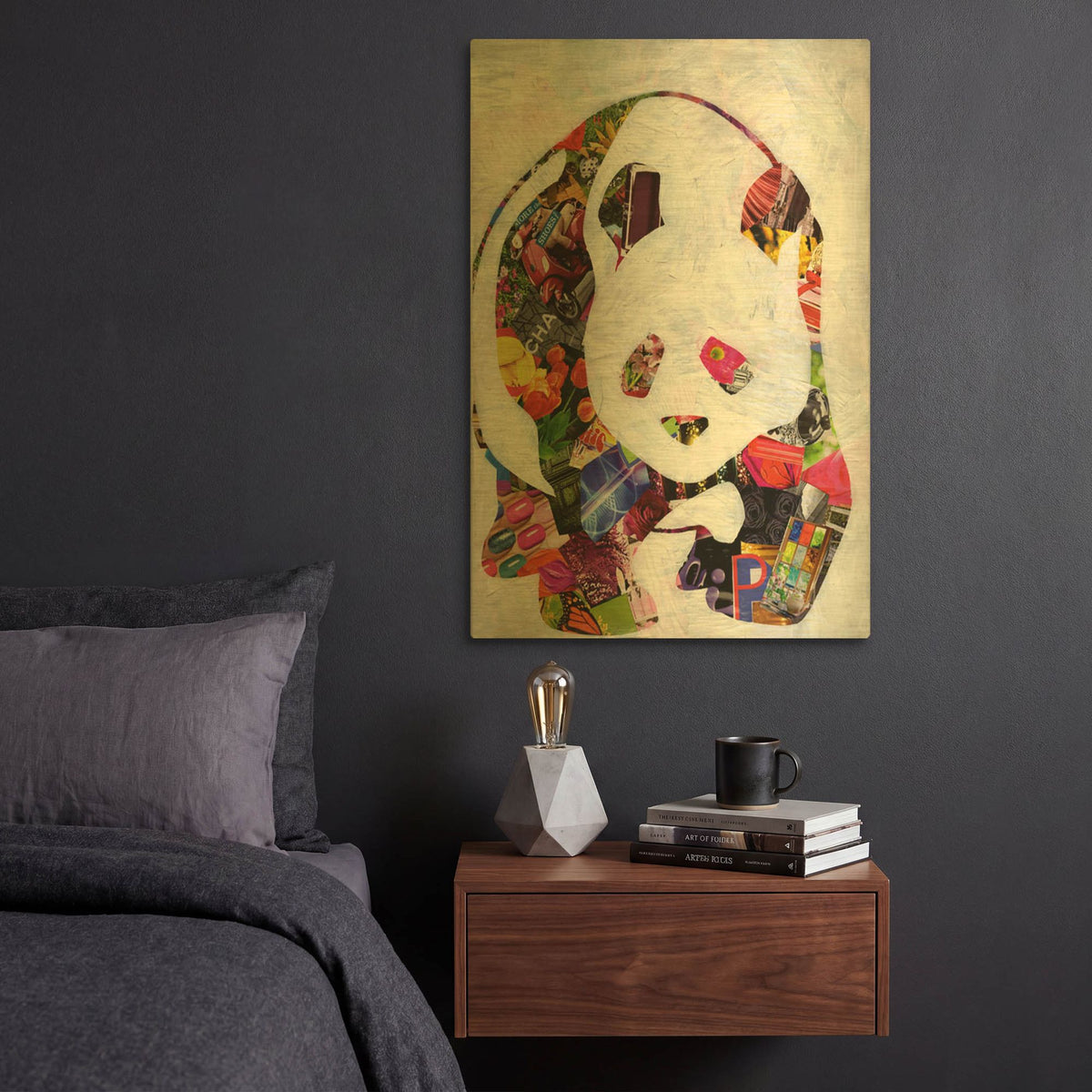 'Panda' By Artpoptart Gold Metal Wall Art
