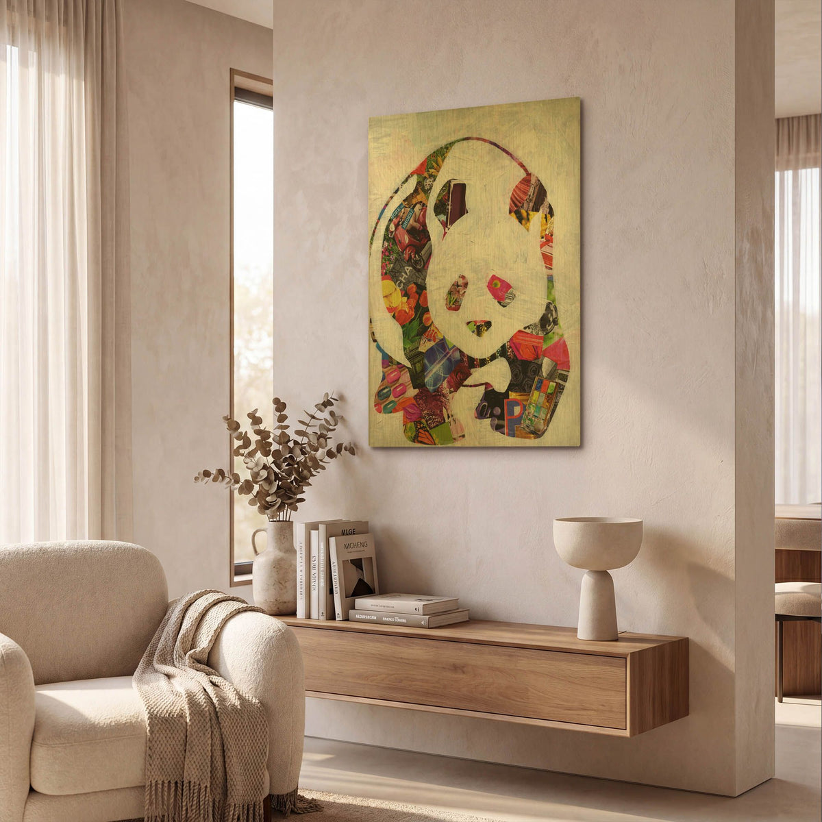'Panda' By Artpoptart Gold Metal Wall Art