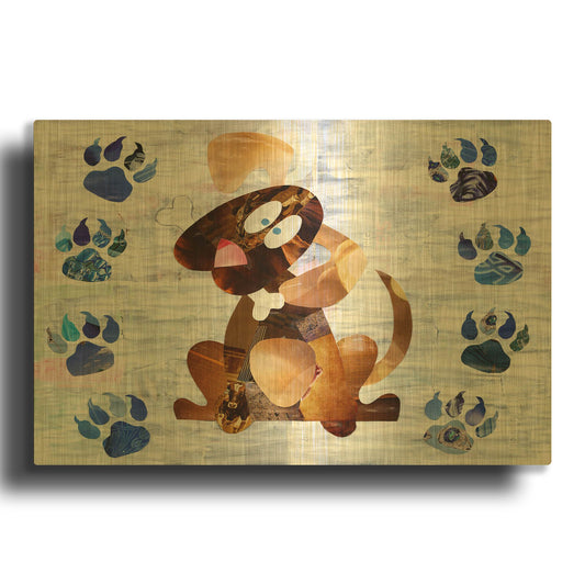 'Puppy' By Artpoptart Gold Metal Wall Art