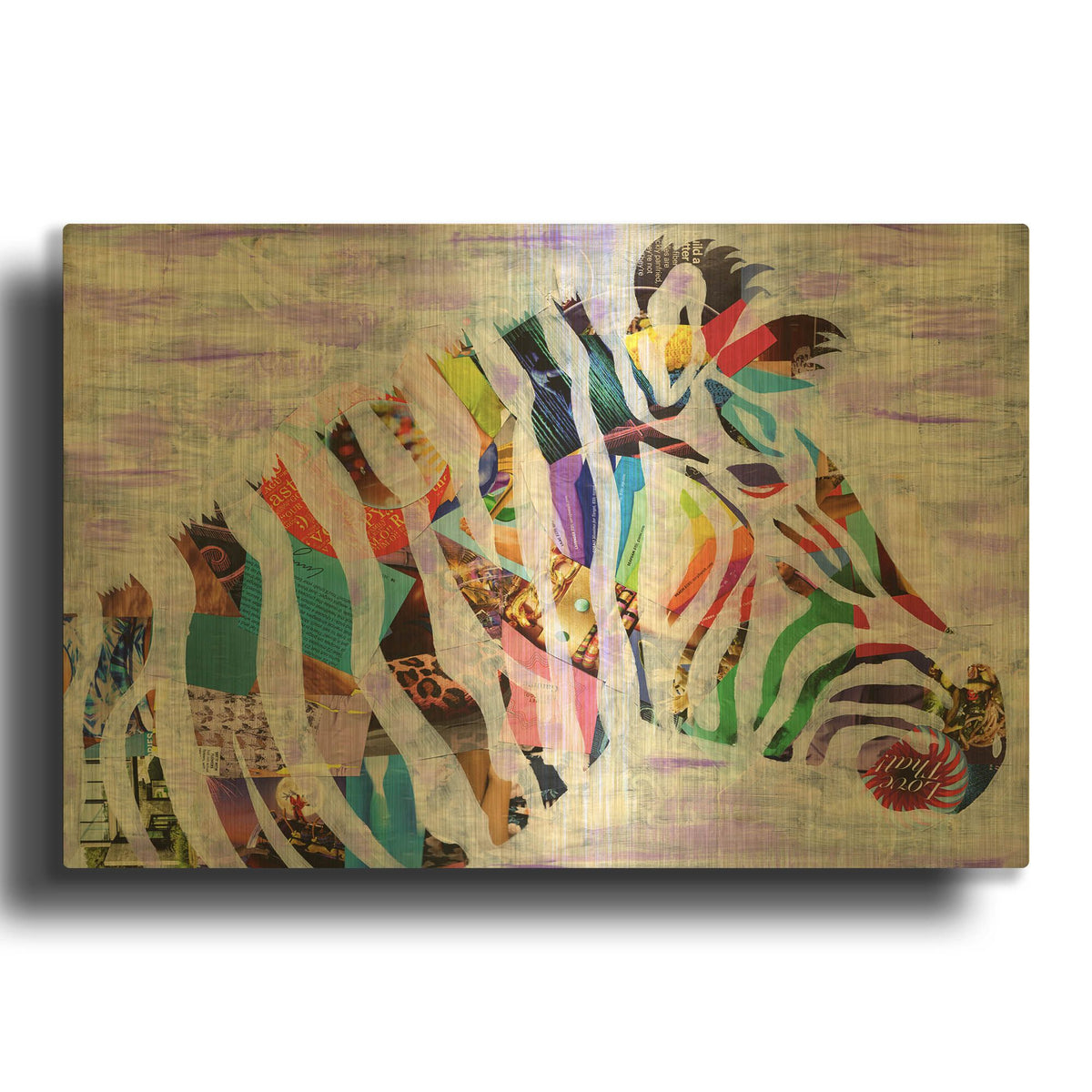 'Purple Zebra' By Artpoptart Gold Metal Wall Art