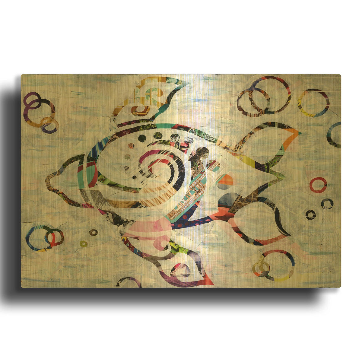 'Sea Turtle' By Artpoptart Gold Metal Wall Art