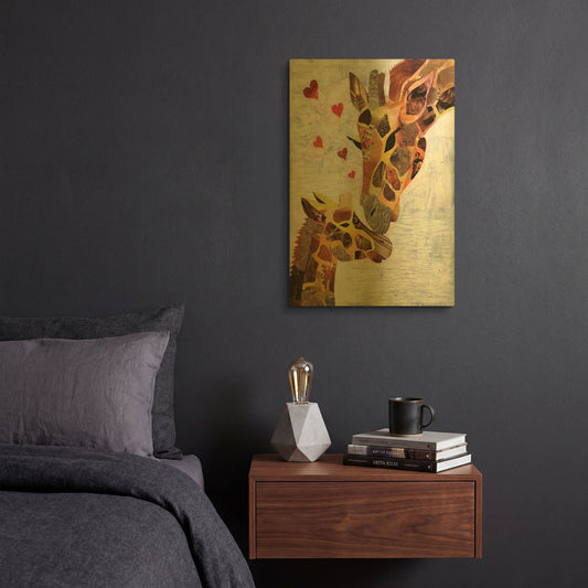 'Sweet Giraffes' By Artpoptart Gold Metal Wall Art