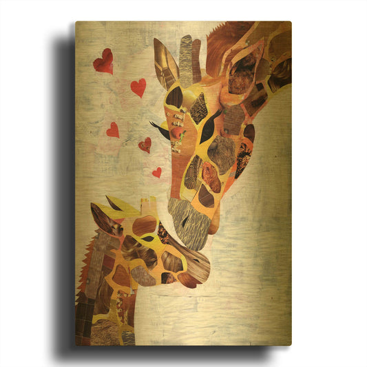 'Sweet Giraffes' By Artpoptart Gold Metal Wall Art