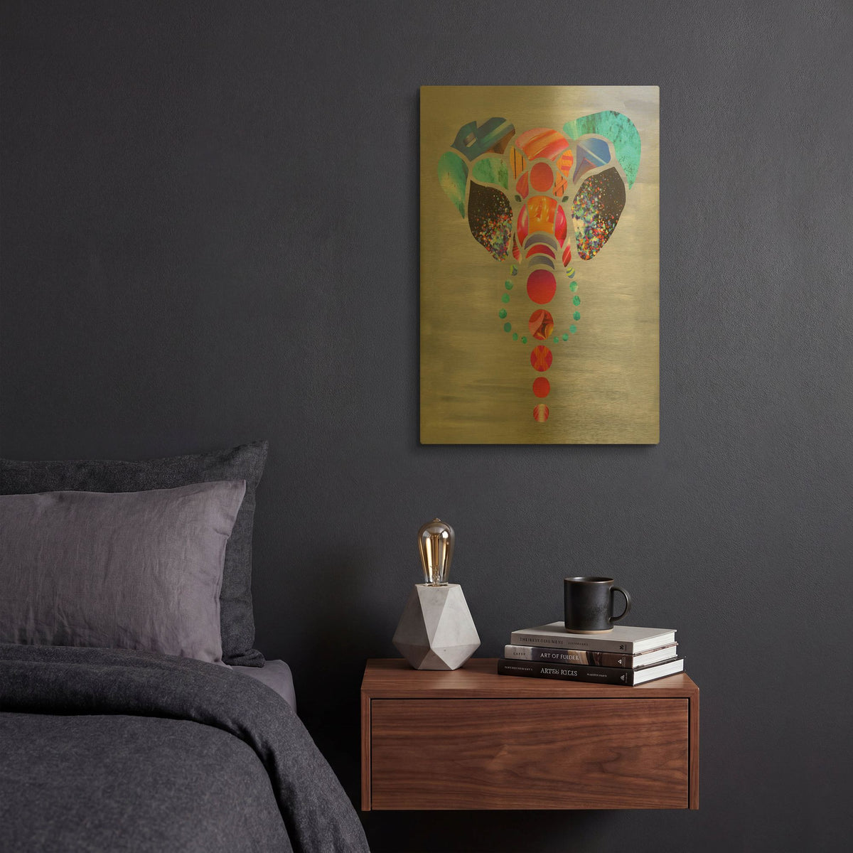 'Elephant Love' By Artpoptart Gold Metal Wall Art