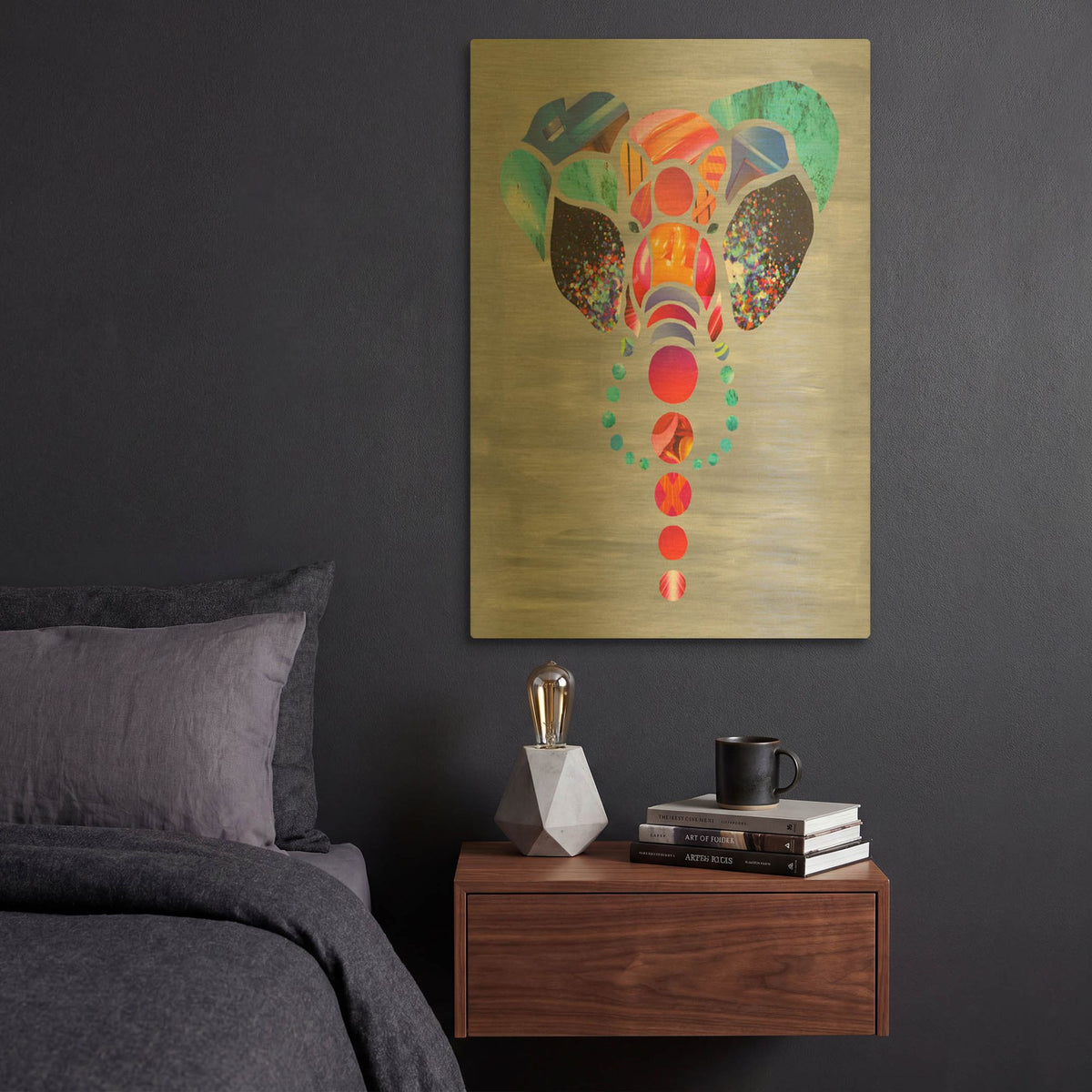'Elephant Love' By Artpoptart Gold Metal Wall Art