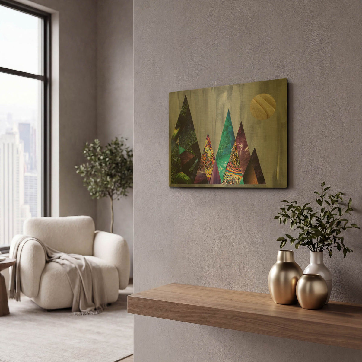 'Mountains' By Artpoptart Gold Metal Wall Art