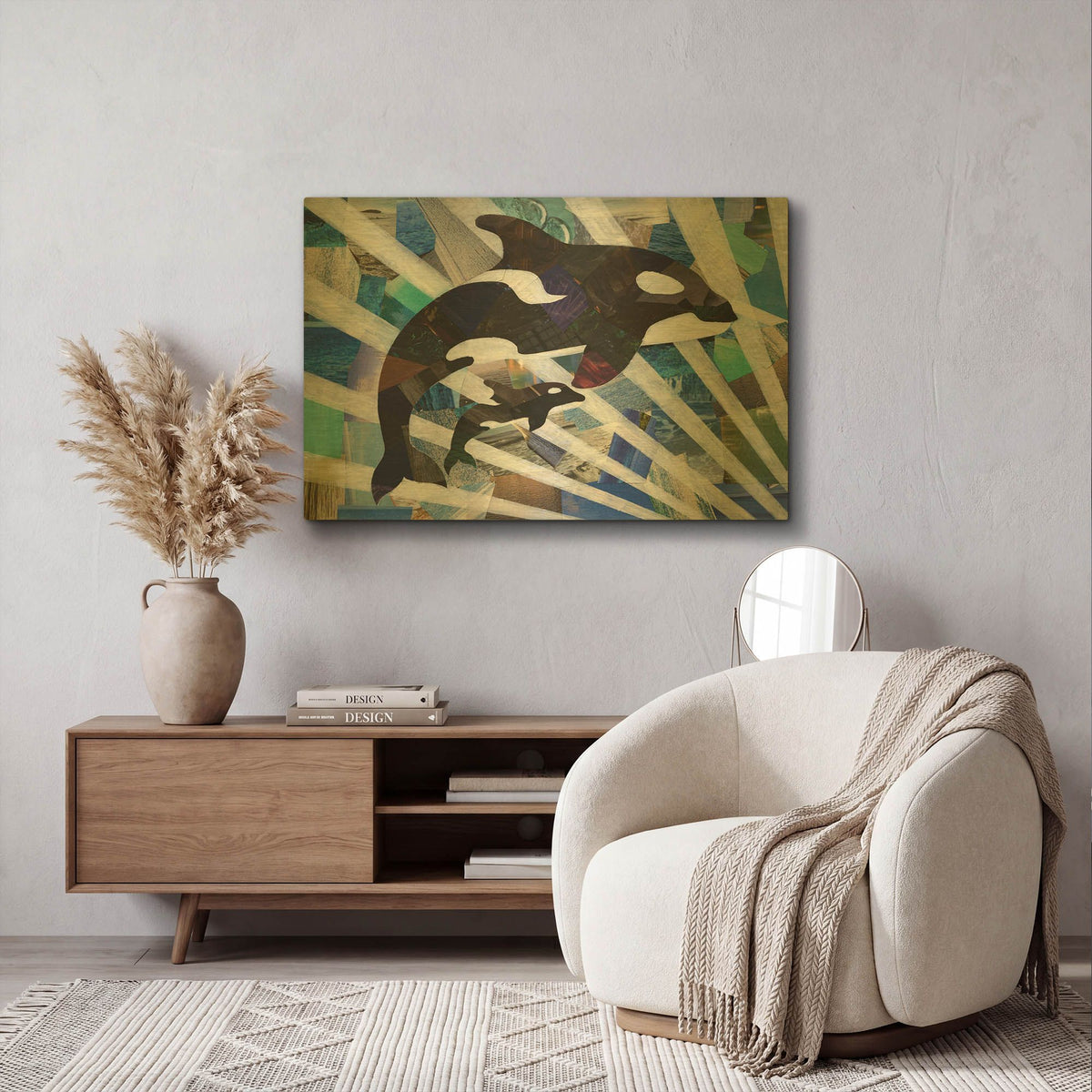 'Killer Cute Whales' By Artpoptart Gold Metal Wall Art