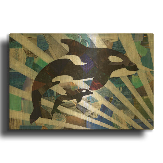'Killer Cute Whales' By Artpoptart Gold Metal Wall Art