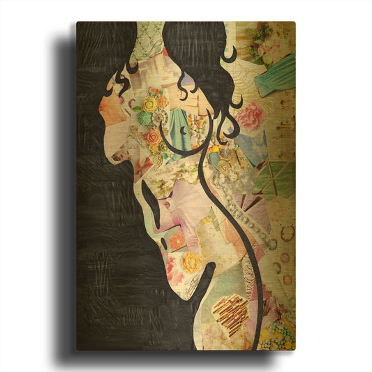 'Brunette' By Artpoptart Gold Metal Wall Art