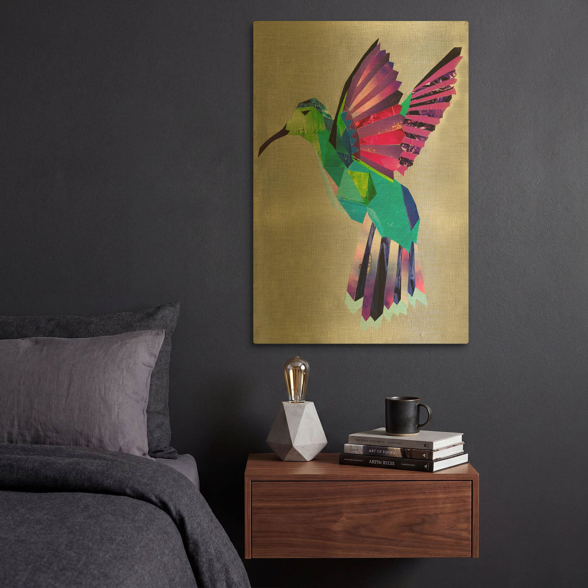 'Hummingbird' By Artpoptart Gold Metal Wall Art