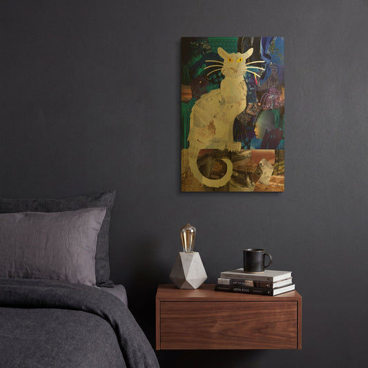 'Le Chat Blanc' By Artpoptart Gold Metal Wall Art