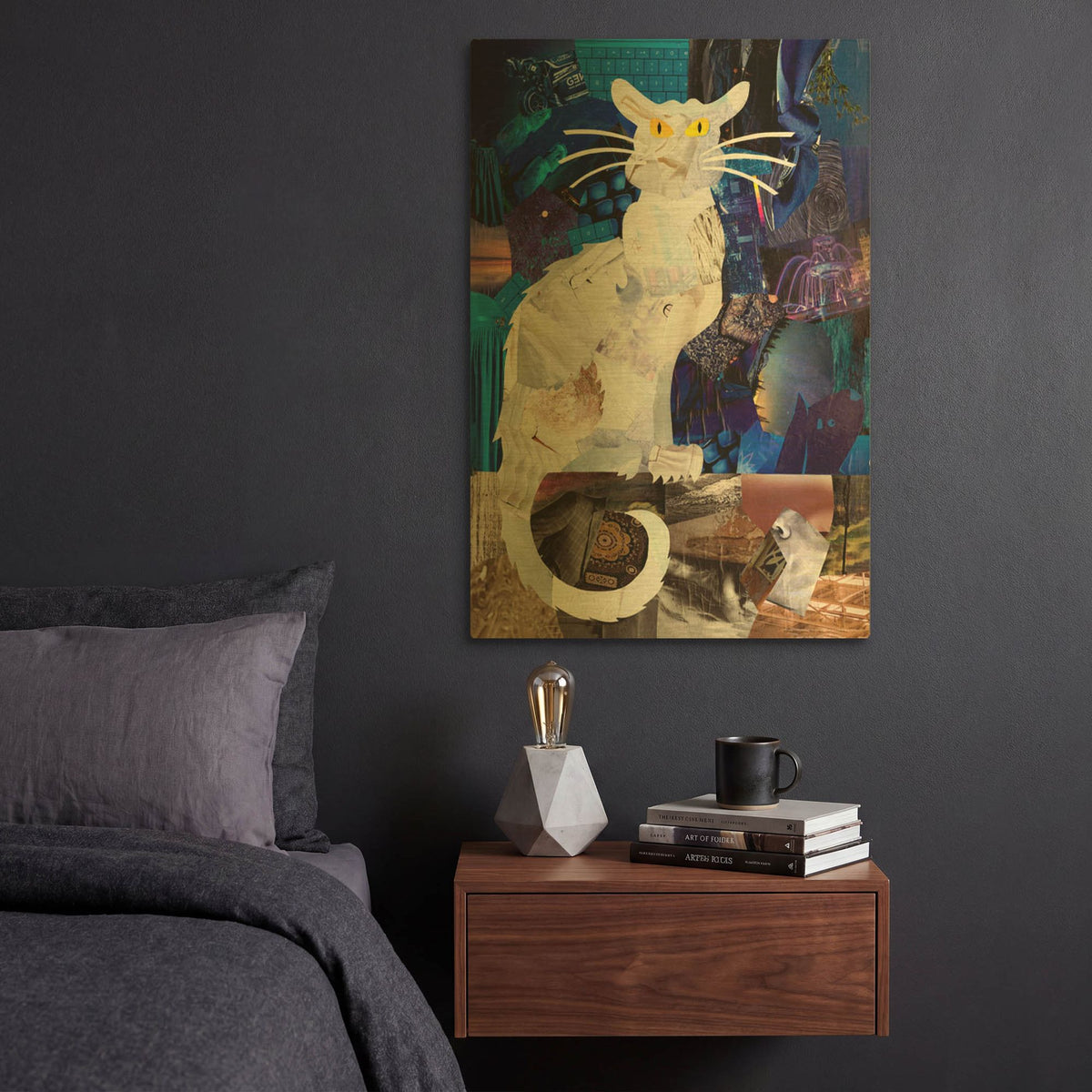 'Le Chat Blanc' By Artpoptart Gold Metal Wall Art