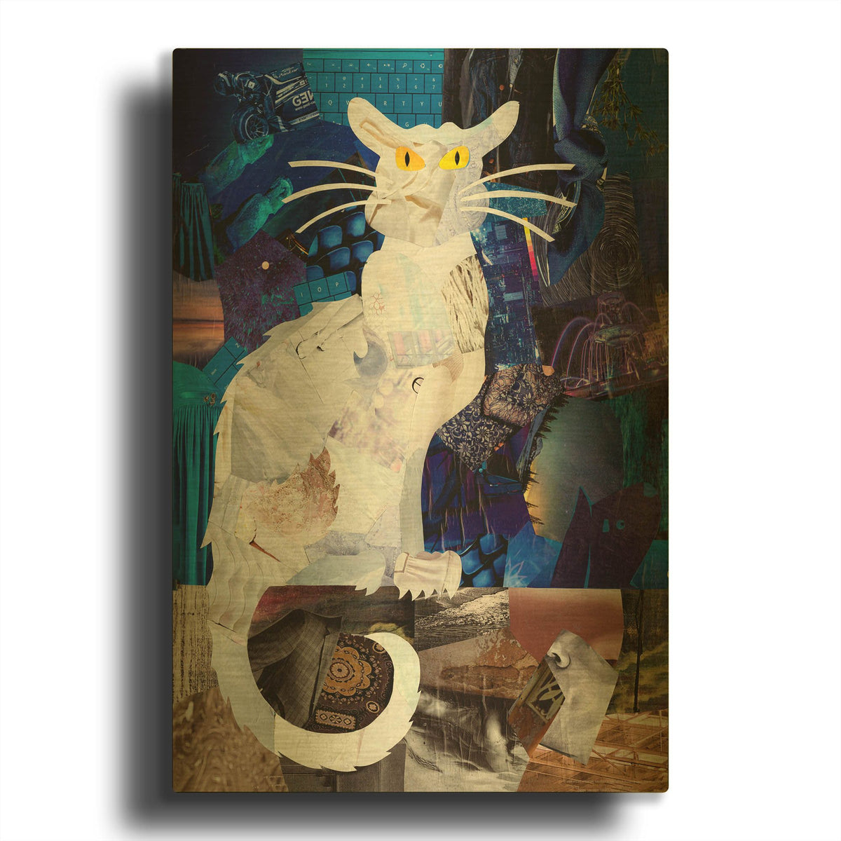 'Le Chat Blanc' By Artpoptart Gold Metal Wall Art