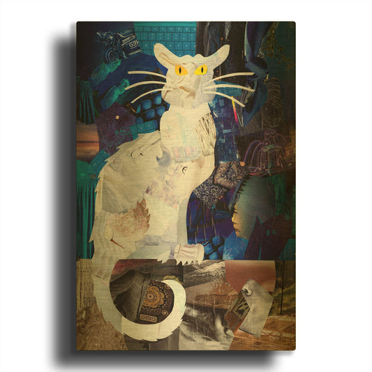 'Le Chat Blanc' By Artpoptart Gold Metal Wall Art