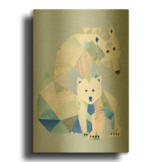 'Polar Bears Gray' By Artpoptart Gold Metal Wall Art