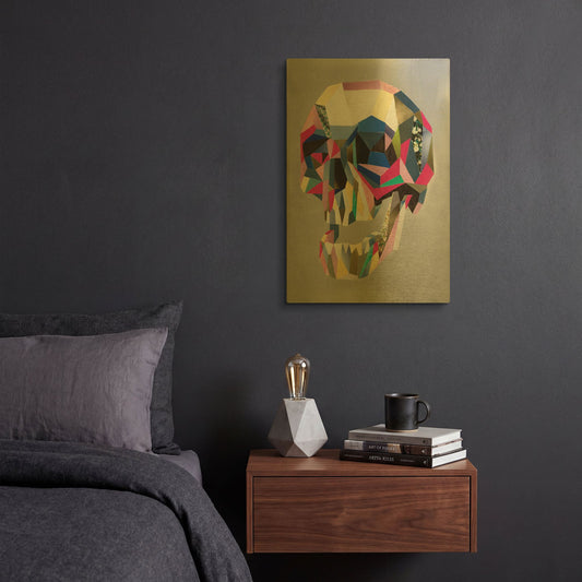 'Skull' By Artpoptart Gold Metal Wall Art