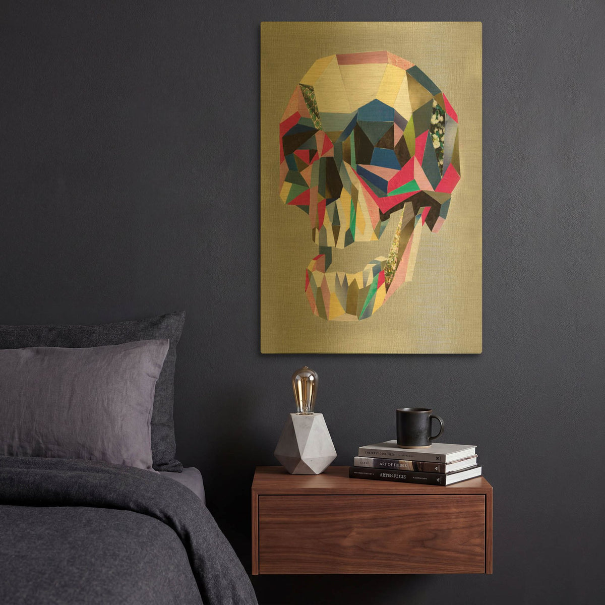 'Skull' By Artpoptart Gold Metal Wall Art