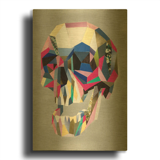 'Skull' By Artpoptart Gold Metal Wall Art