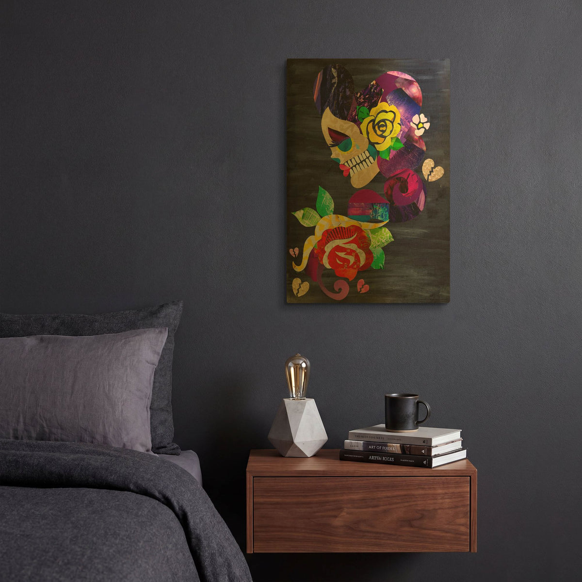 'Sad Skull' By Artpoptart Gold Metal Wall Art