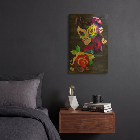 'Sad Skull' By Artpoptart Gold Metal Wall Art