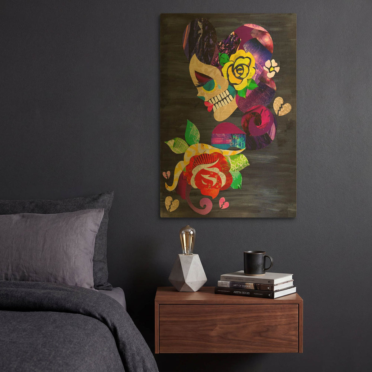 'Sad Skull' By Artpoptart Gold Metal Wall Art